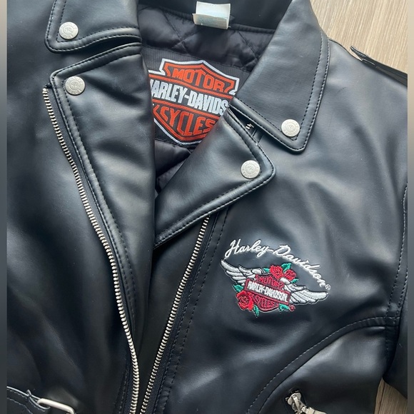 Harley Davidson Biker Faux Leather Motorcycle Jacket Youth Girls Size M - Picture 6 of 7